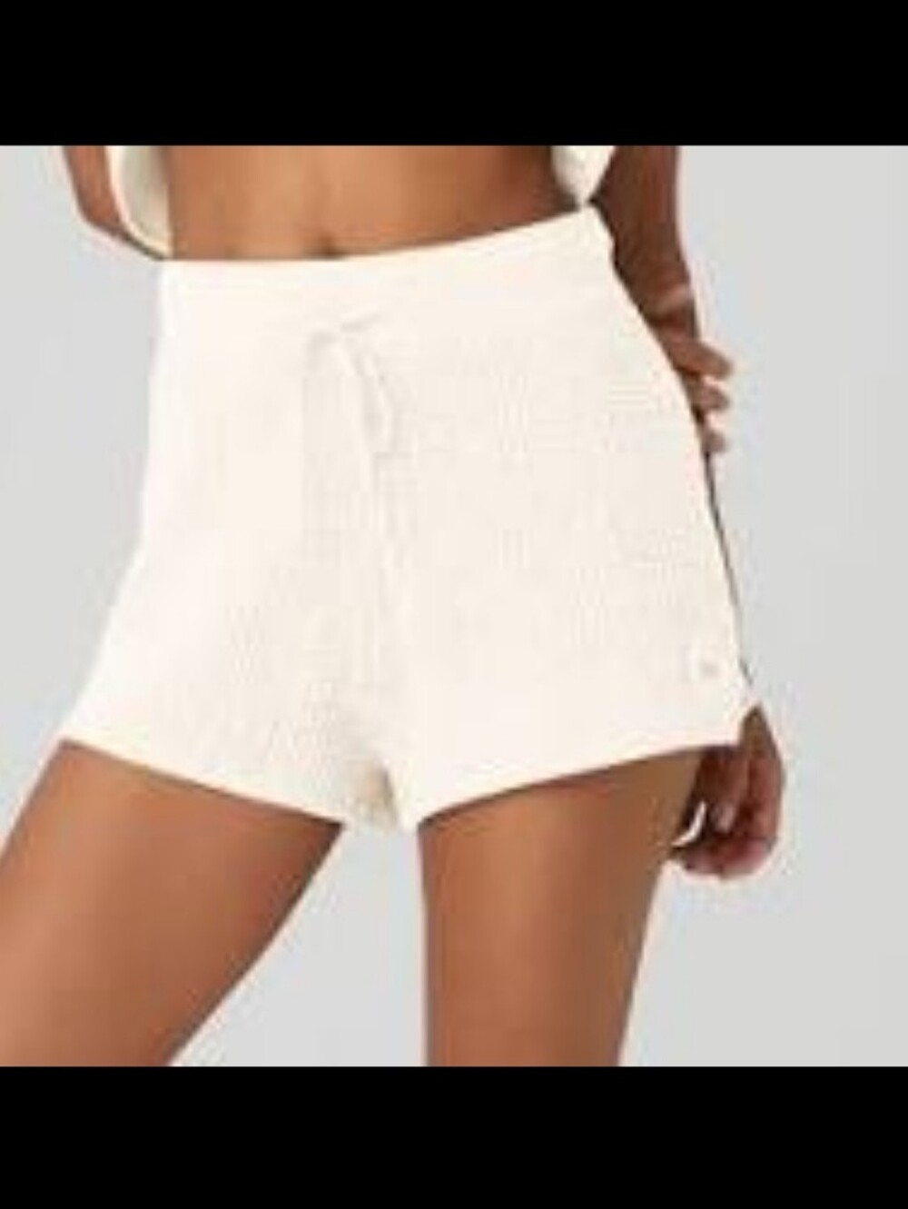 ALO Yoga Cashmere High Waist Plush Waffle Shorts in Ivory sz LARGE
